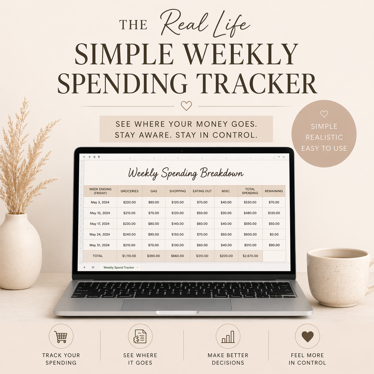 The Real Life Simple Weekly Spend Tracker